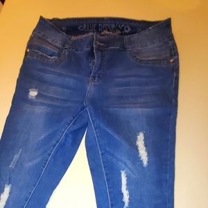 Blue stretchy hip hugging jeans